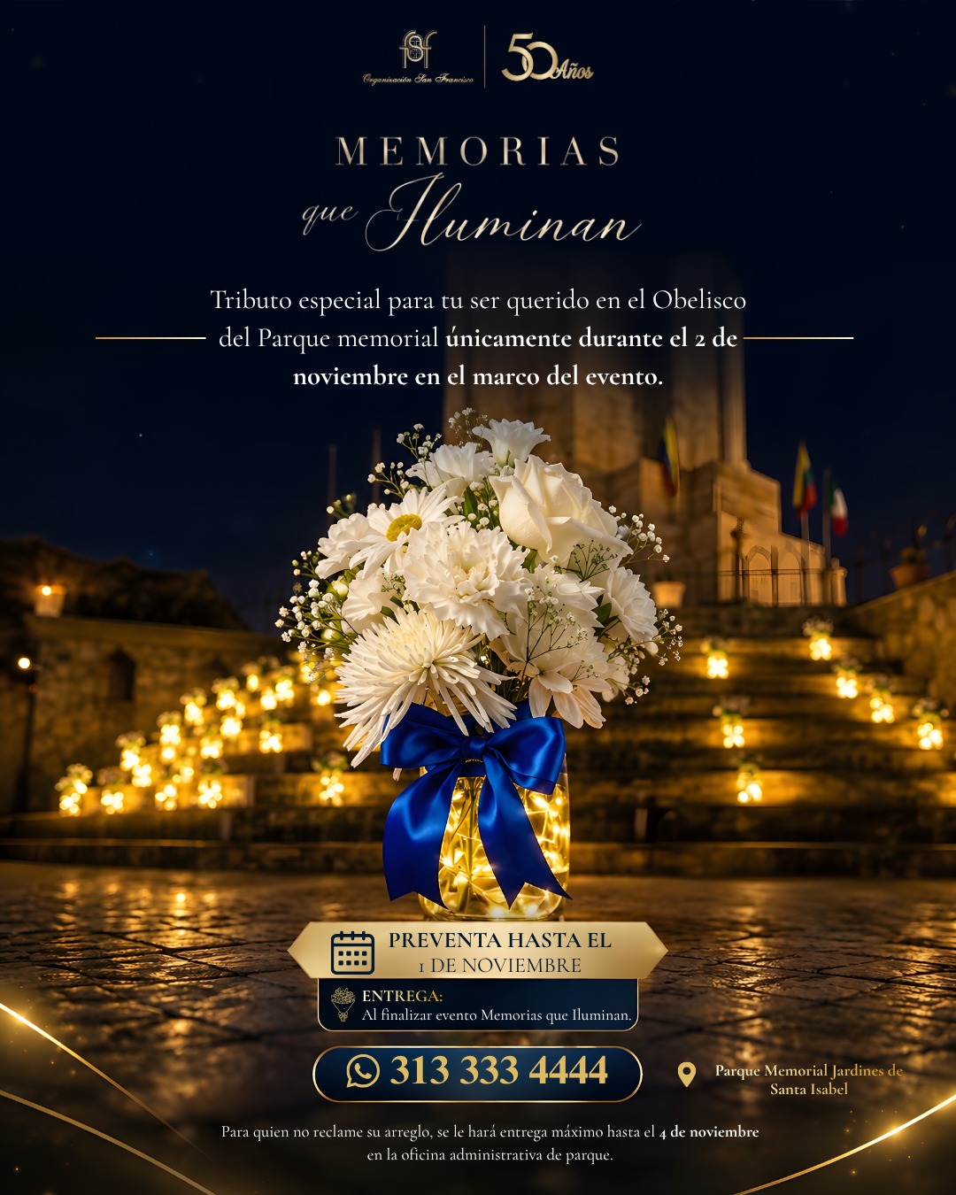 Resplandor Eterno, homenaje floral de Memorias que Iluminan
